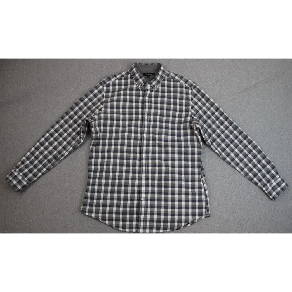 Banana‎ Republic Shirt Mens Large Plaid 100% Cotton Flannel Slim Fit Long Sleeve
